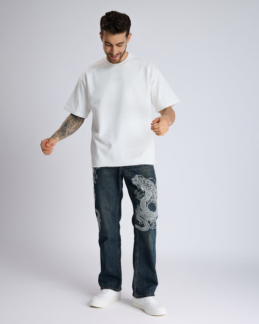 COTTON T-SHIRT WITH TONAL EMBROIDERY