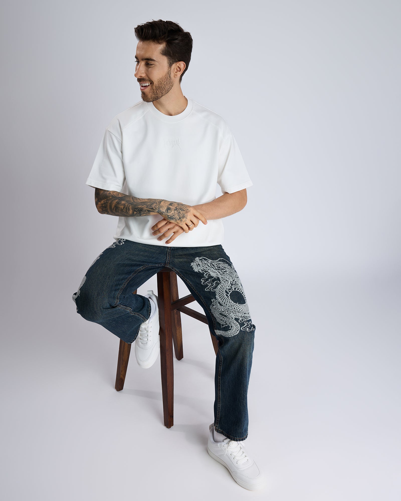 COTTON T-SHIRT WITH TONAL EMBROIDERY