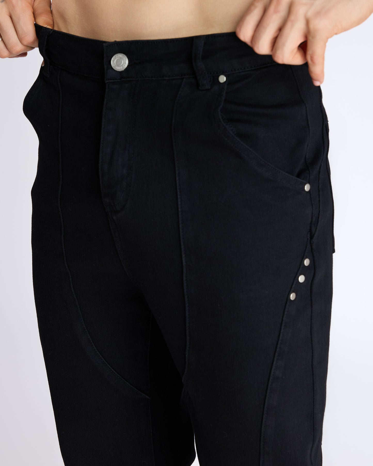 STRAIGHT-LEG JEANS WITH METAL STUD DETAIL