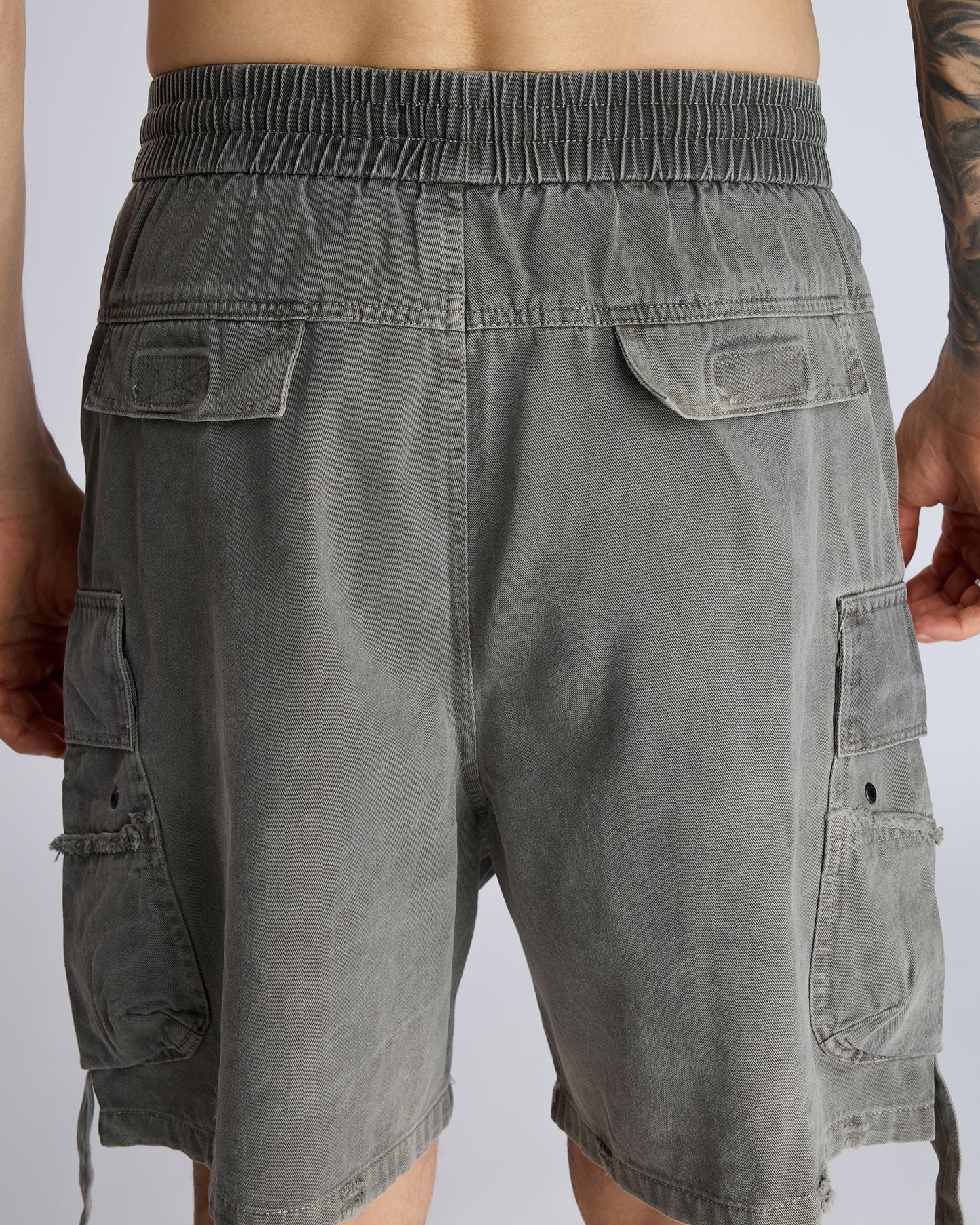 WASHED CARGO SHORTS WITH SIDE FLAP POCKETS
