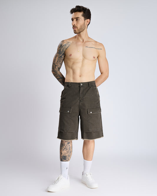CARGO POCKET DENIM SHORTS