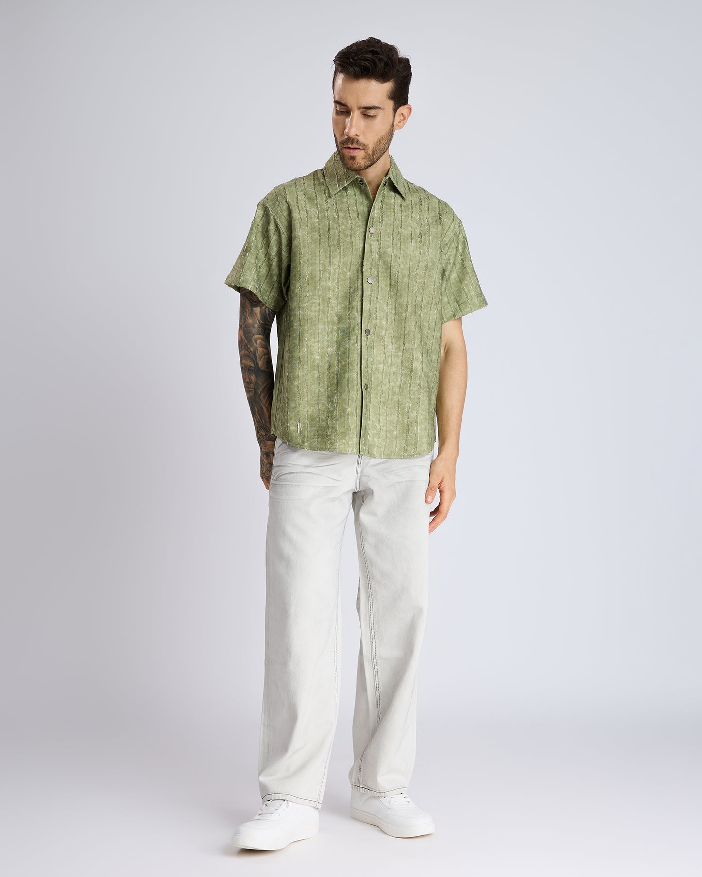 TEXTURED OLIVE SHIRT