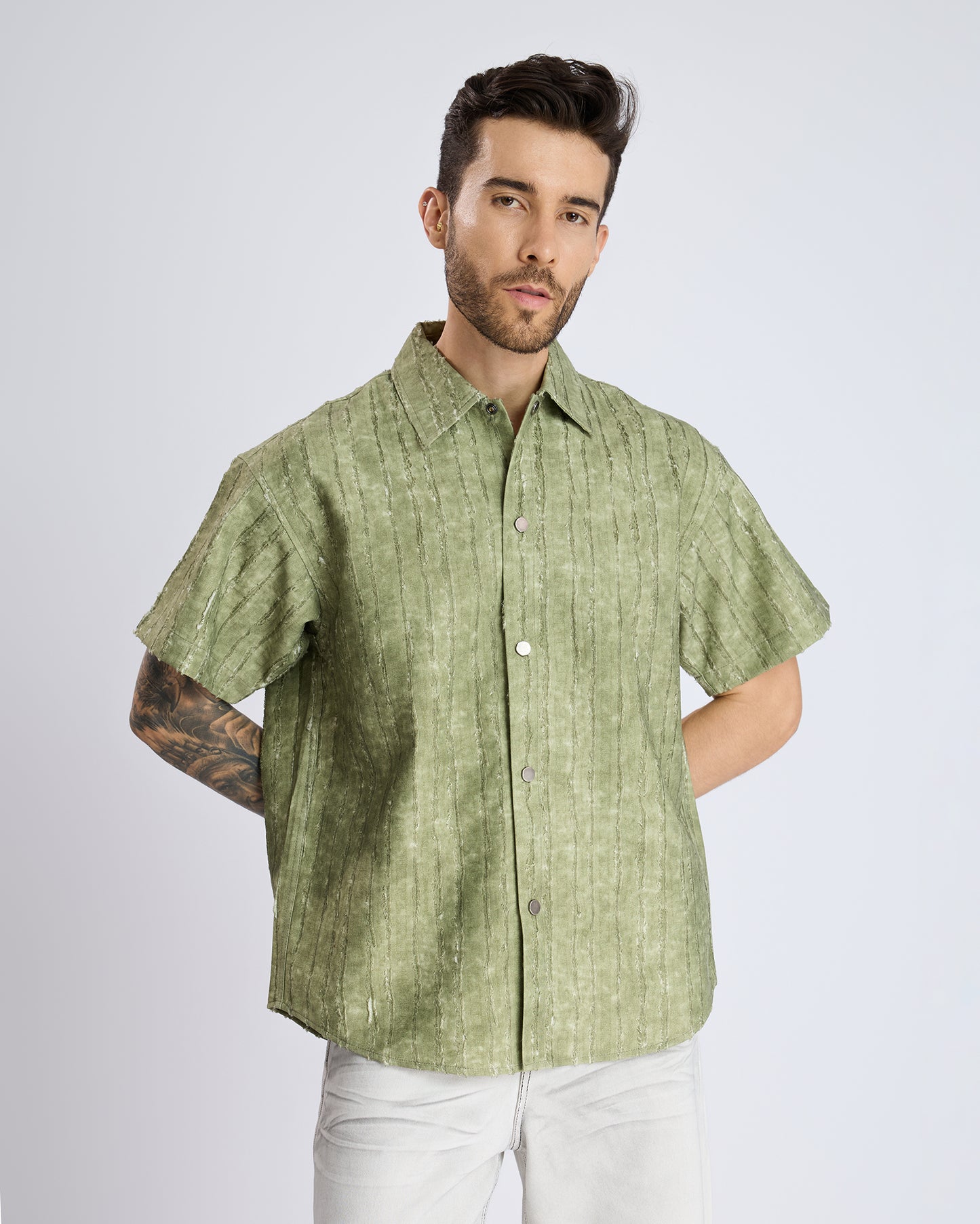 TEXTURED OLIVE SHIRT