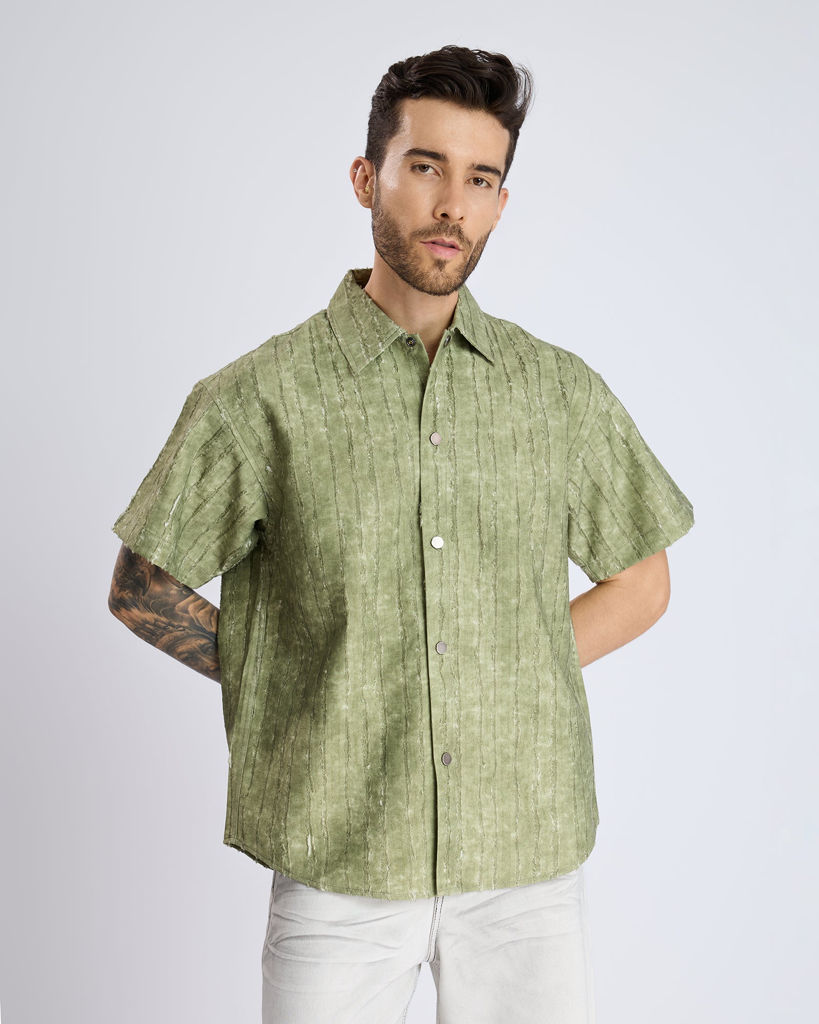 TEXTURED OLIVE SHIRT