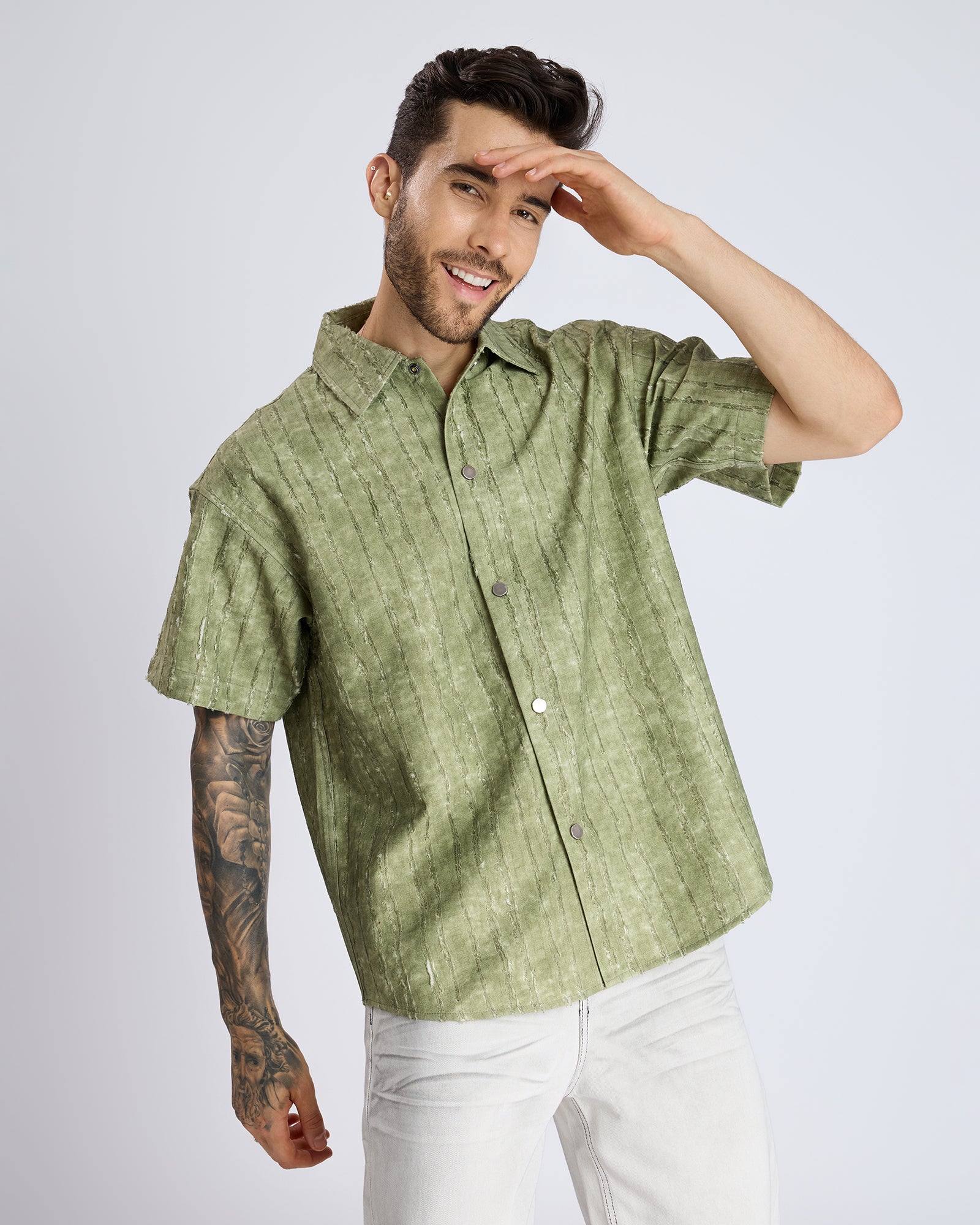 TEXTURED OLIVE SHIRT