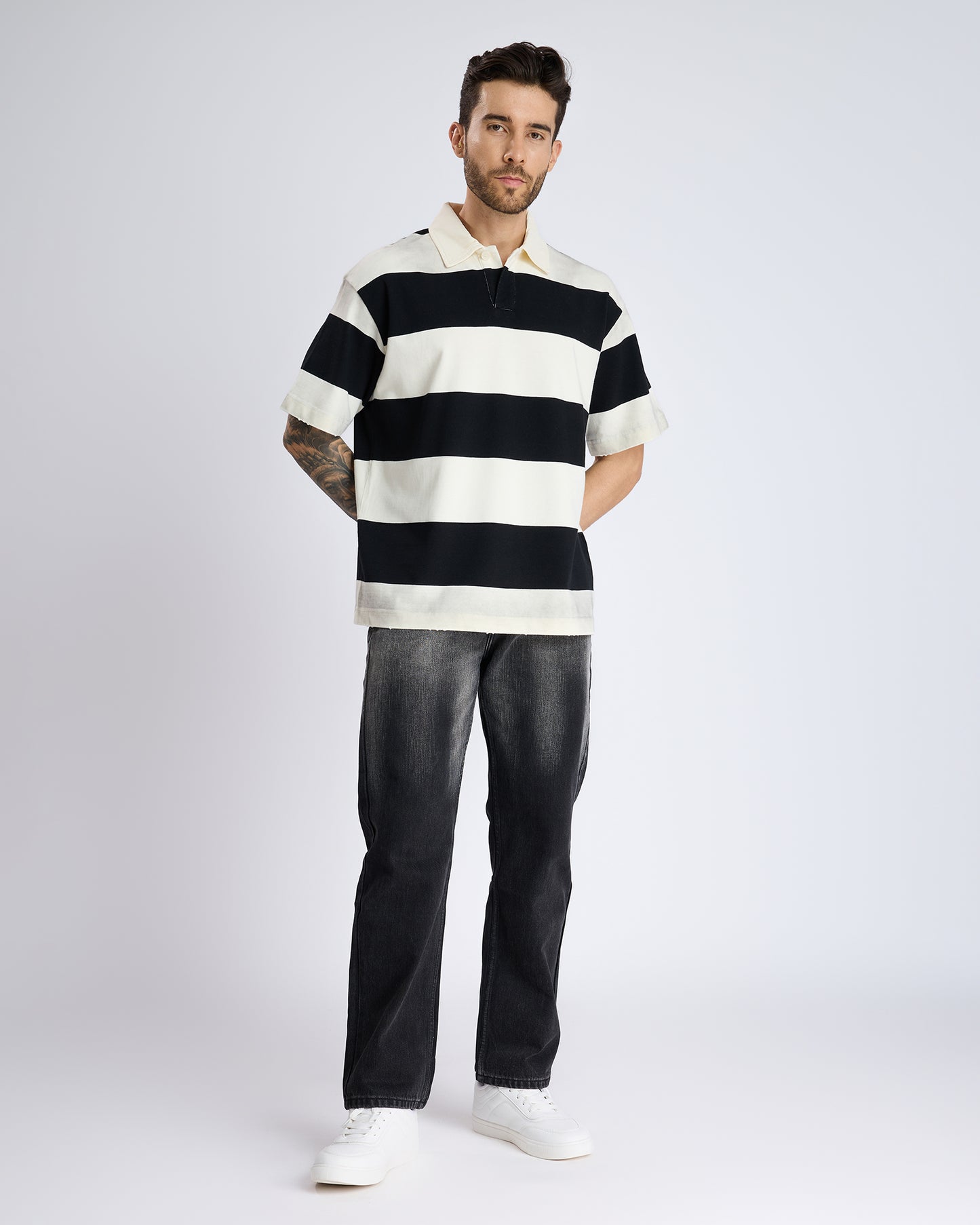 RUGBY STRIPE OVERSIZED POLO