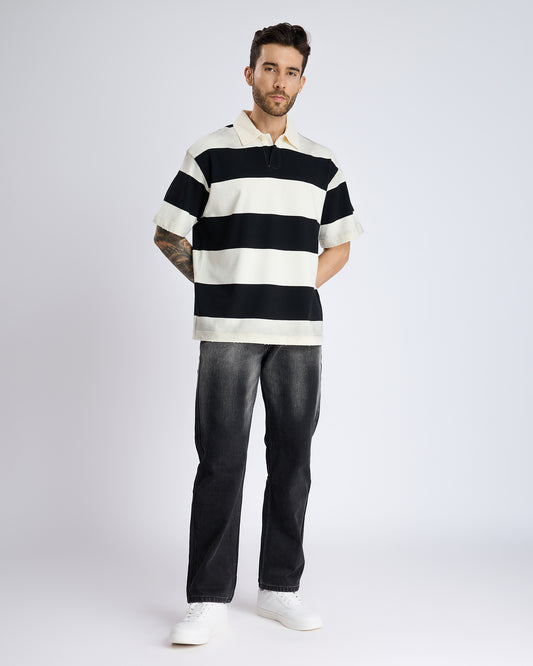 RUGBY STRIPE OVERSIZED POLO