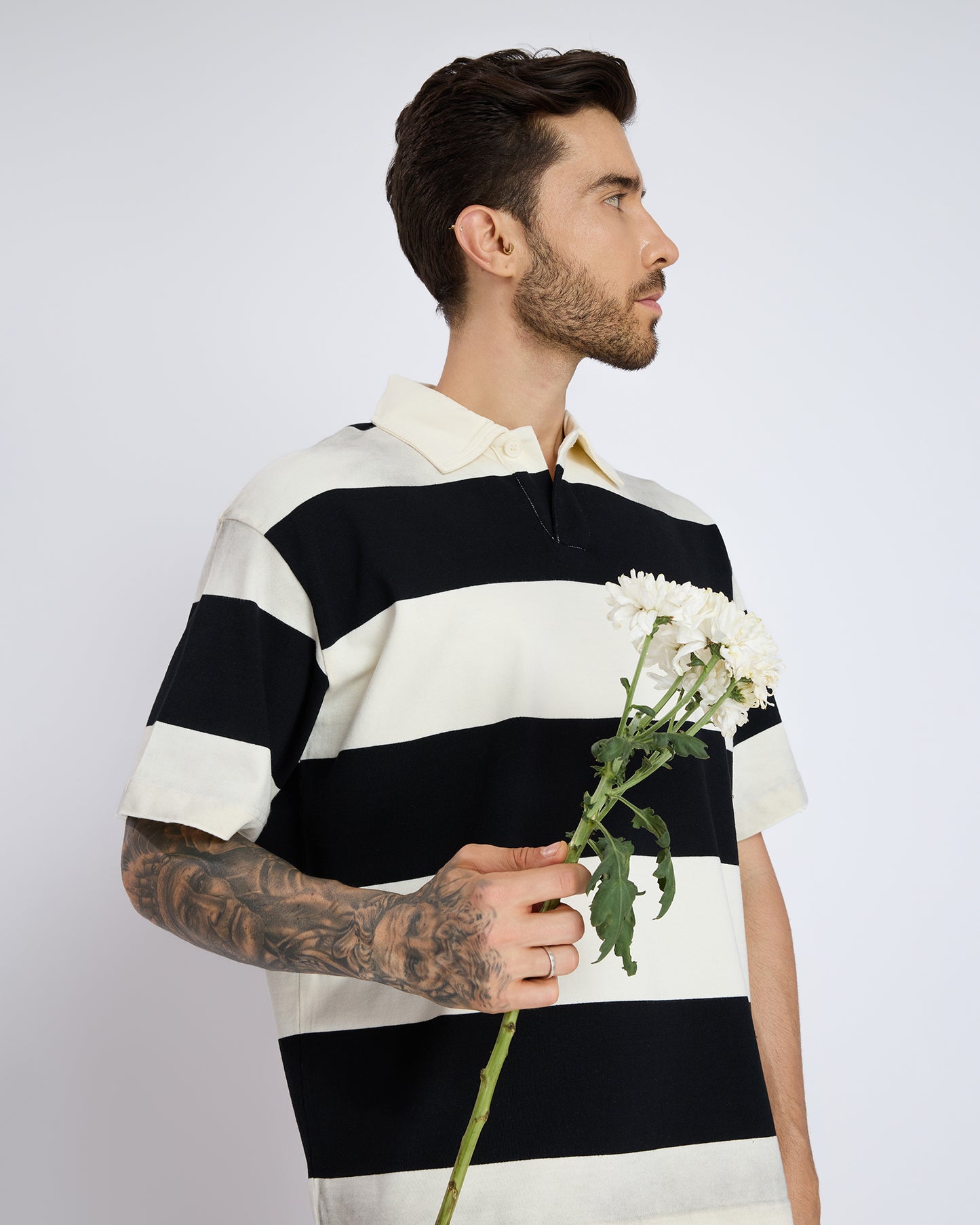 RUGBY STRIPE OVERSIZED POLO