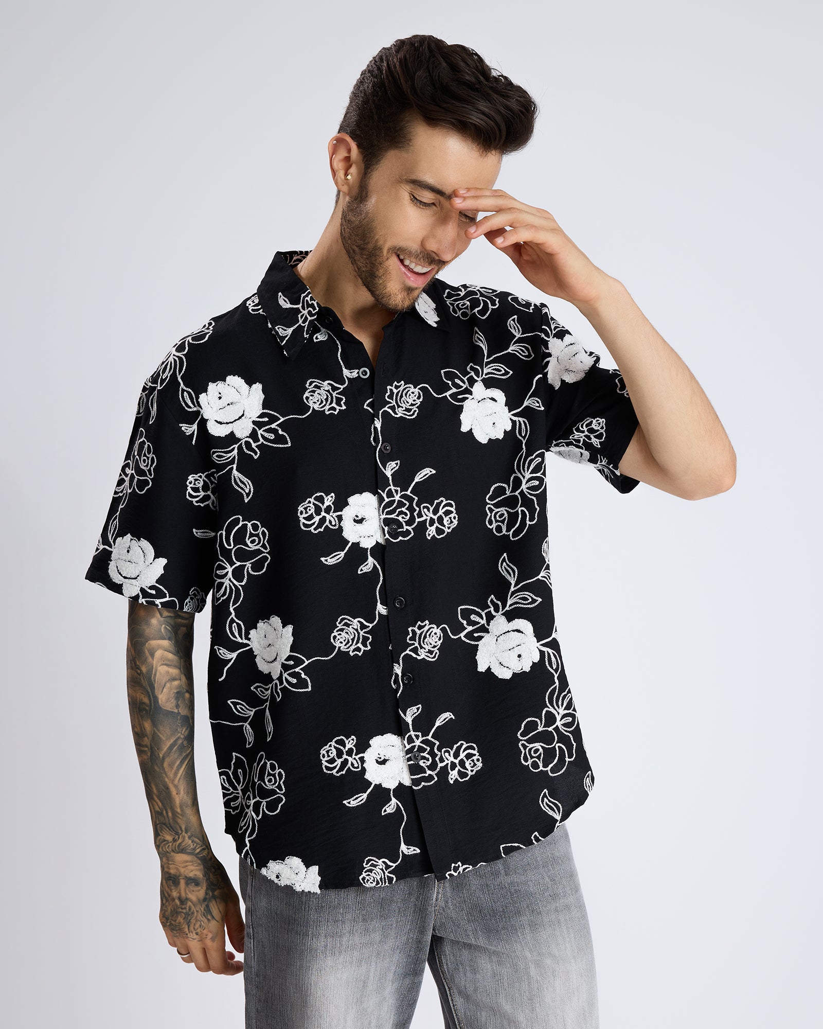 FLORAL EMBROIDERY RELAXED SHIRT