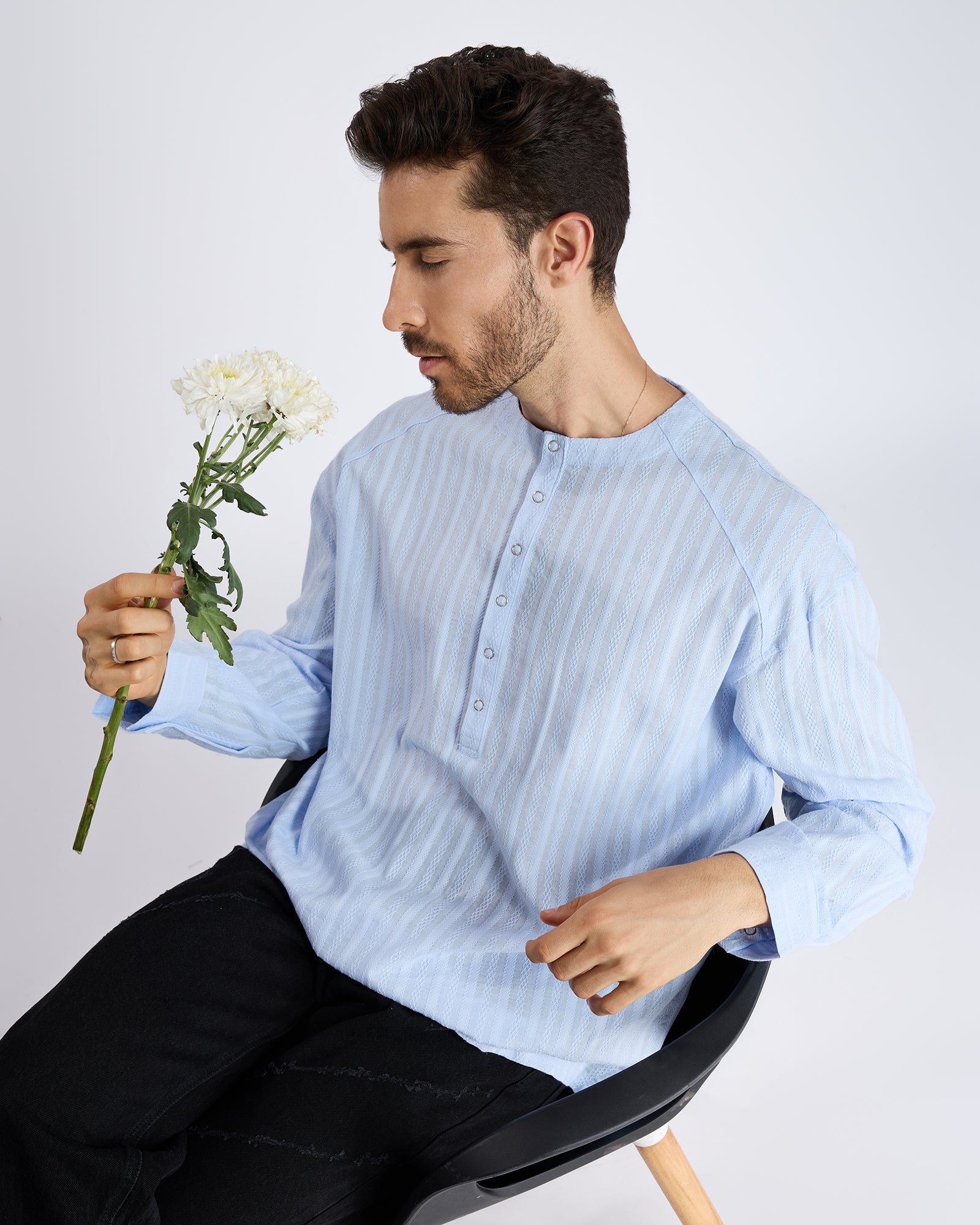TEXTURED BLUE SHIRT by DOKARH