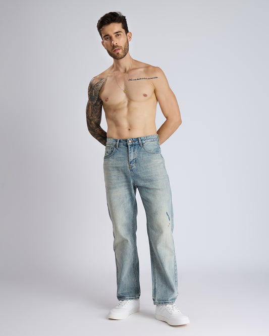 LIGHT BLUE STRAIGHT-LEG JEANS