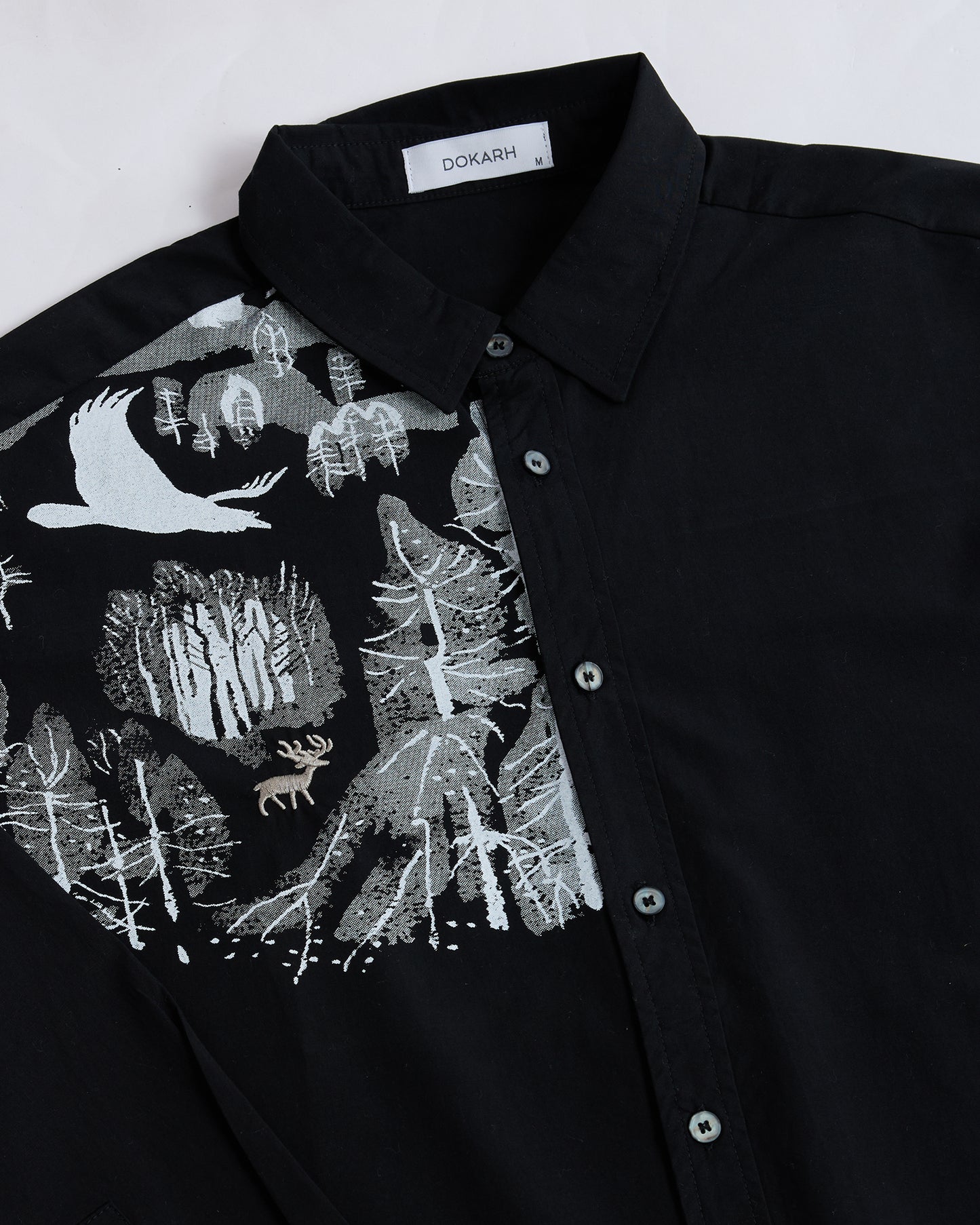 FOREST PRINT BLACK COTTON SHIRT