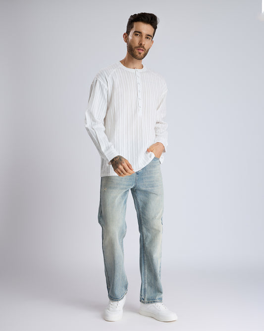 WHITE TEXTURED COLLAR SHIRT