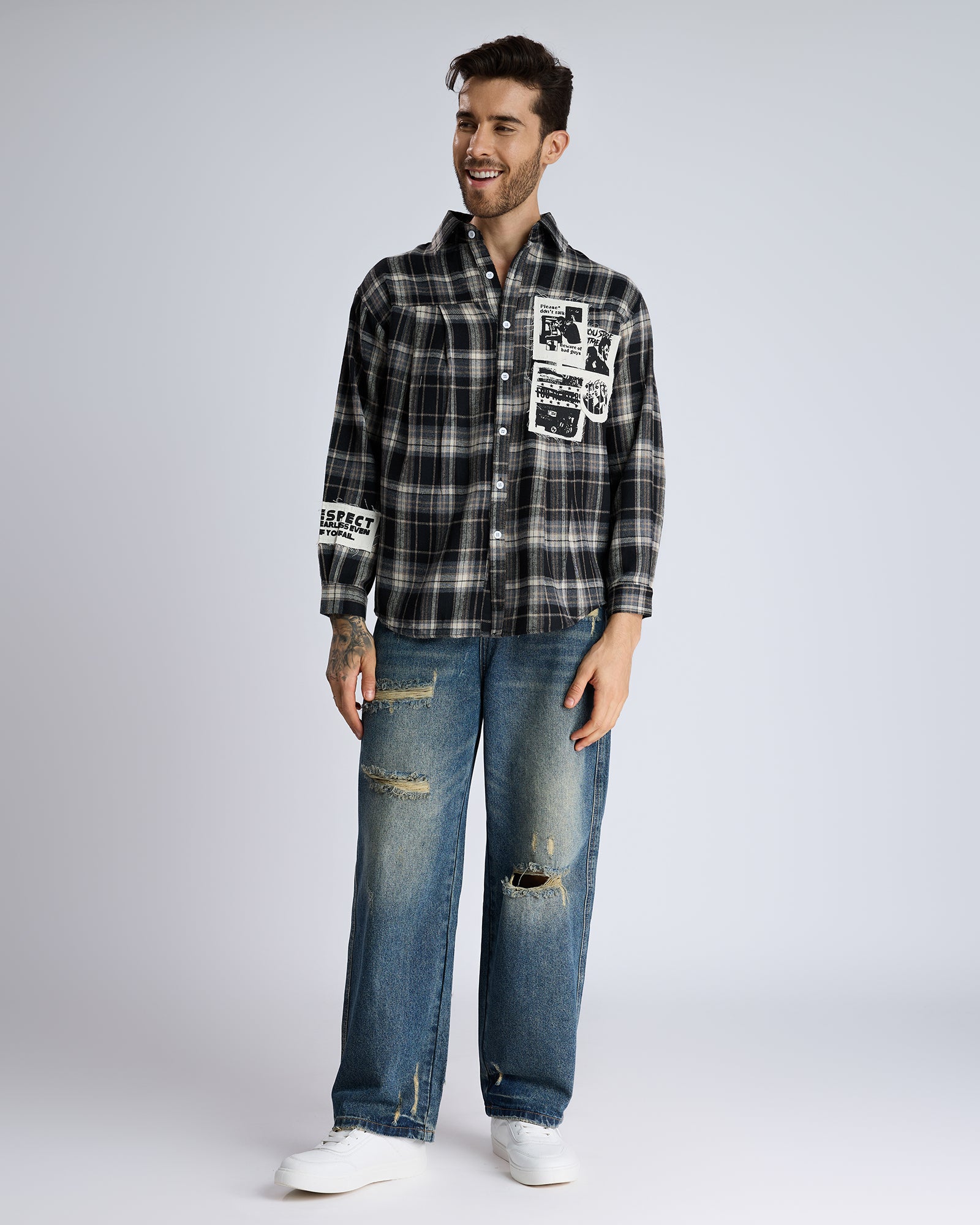 GRAPHIC PATCH FLANNEL SHIRT