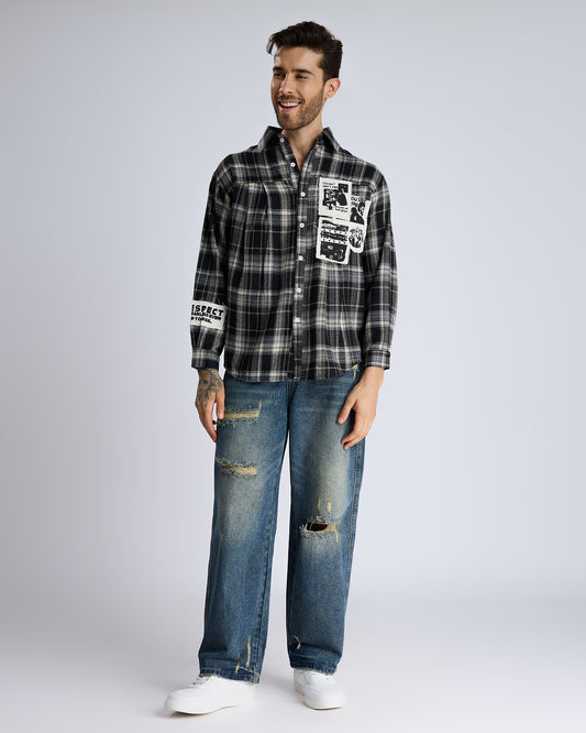 GRAPHIC PATCH FLANNEL SHIRT
