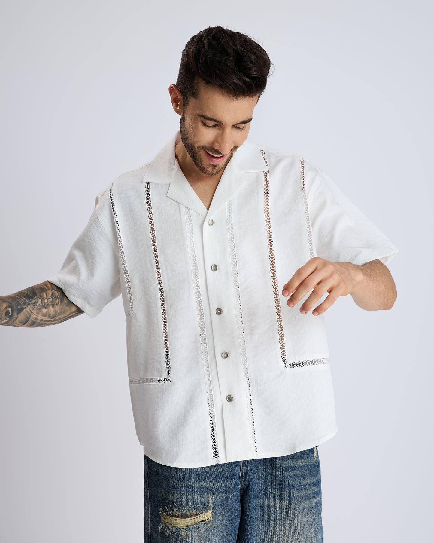 LACE DETAILED WHITE SHIRT
