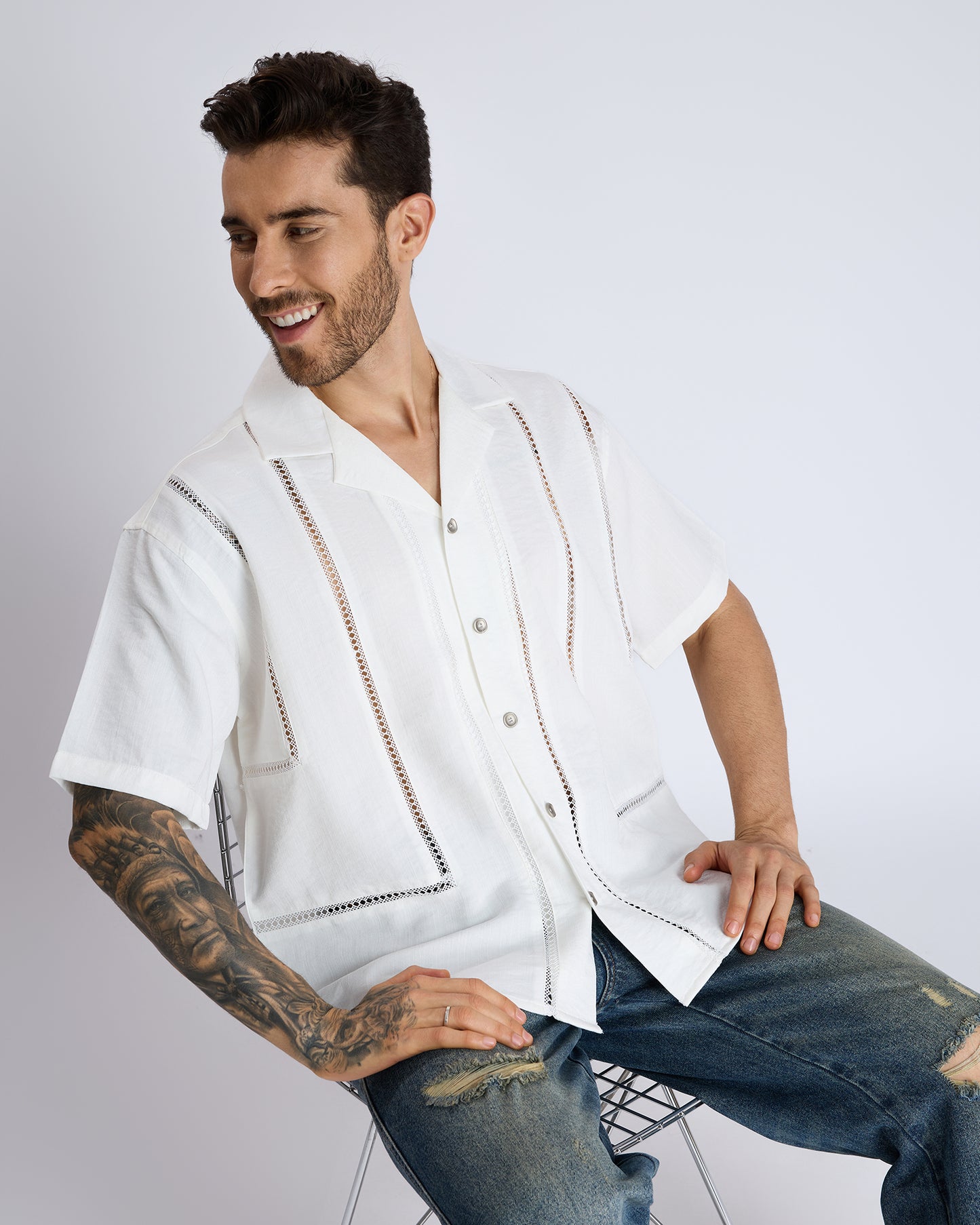 LACE DETAILED WHITE SHIRT