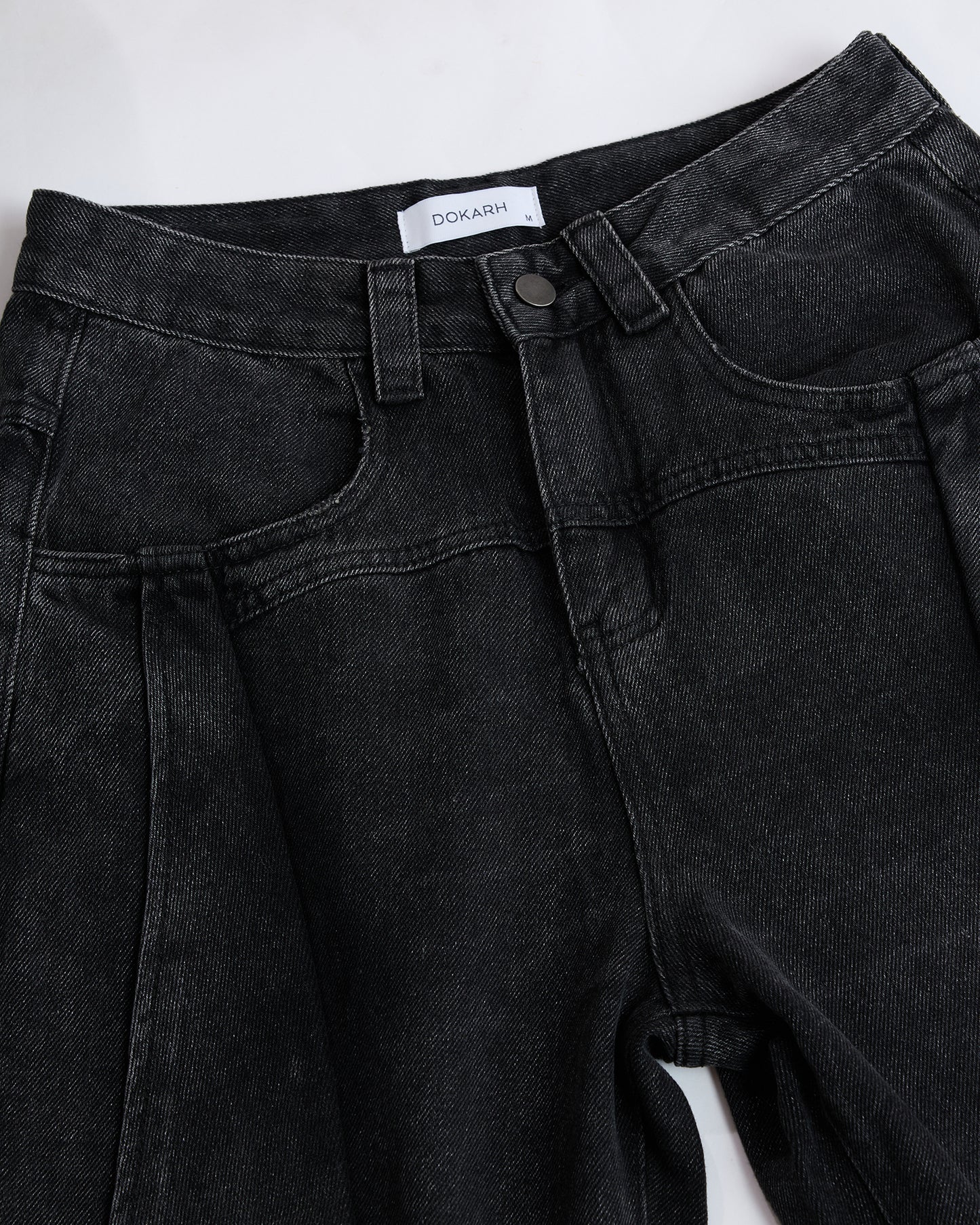 BLACK WIDE-LEG CARGO DENIMS