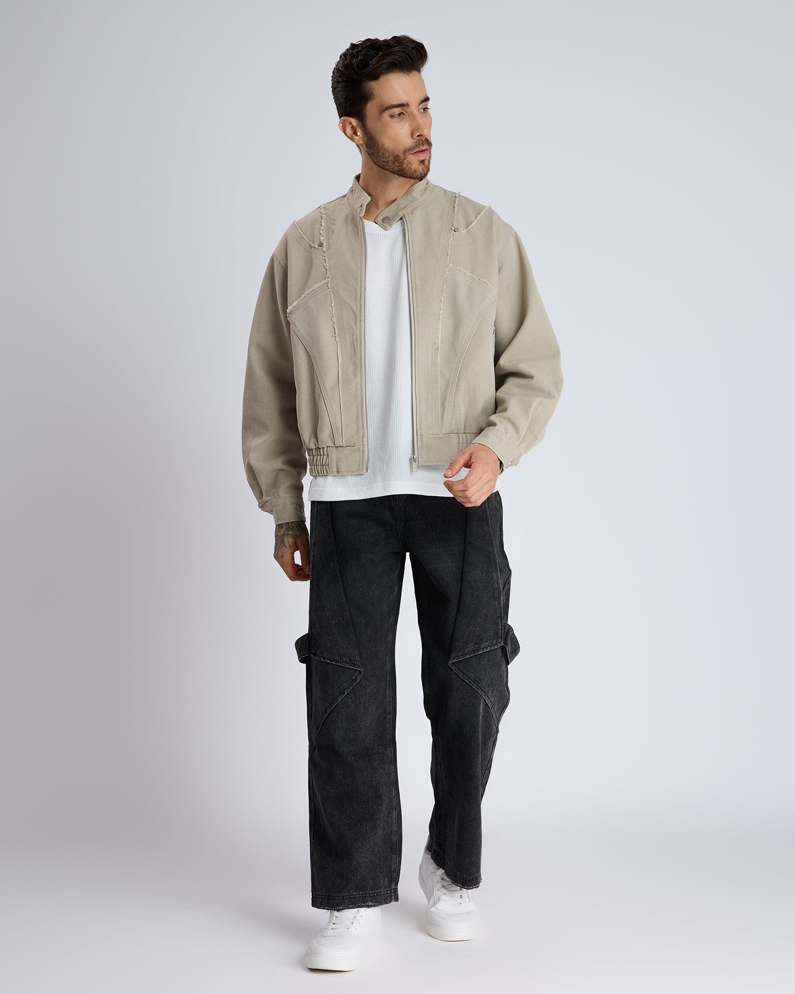 BEIGE ZIP JACKET by DOKARH