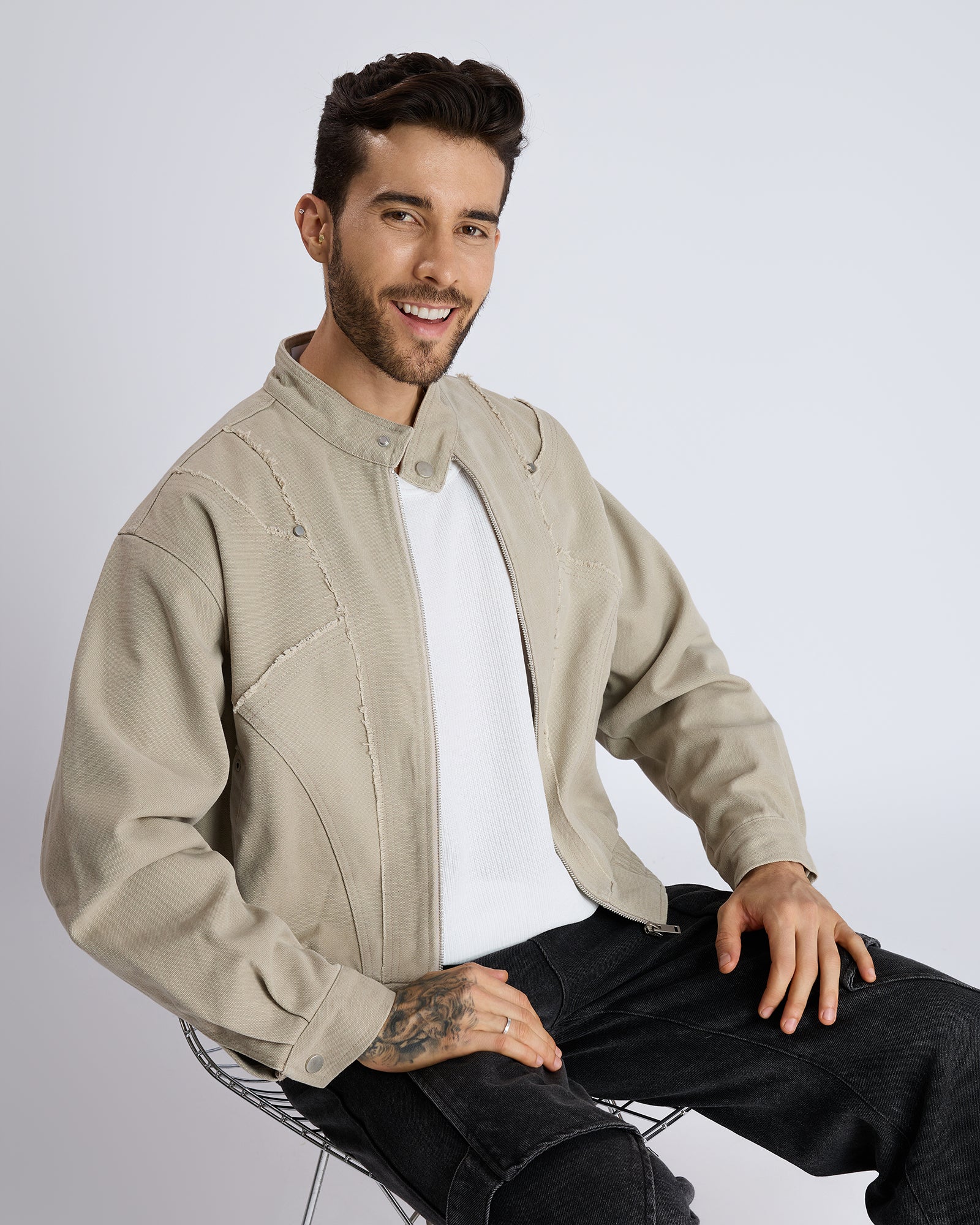BEIGE ZIP JACKET by DOKARH
