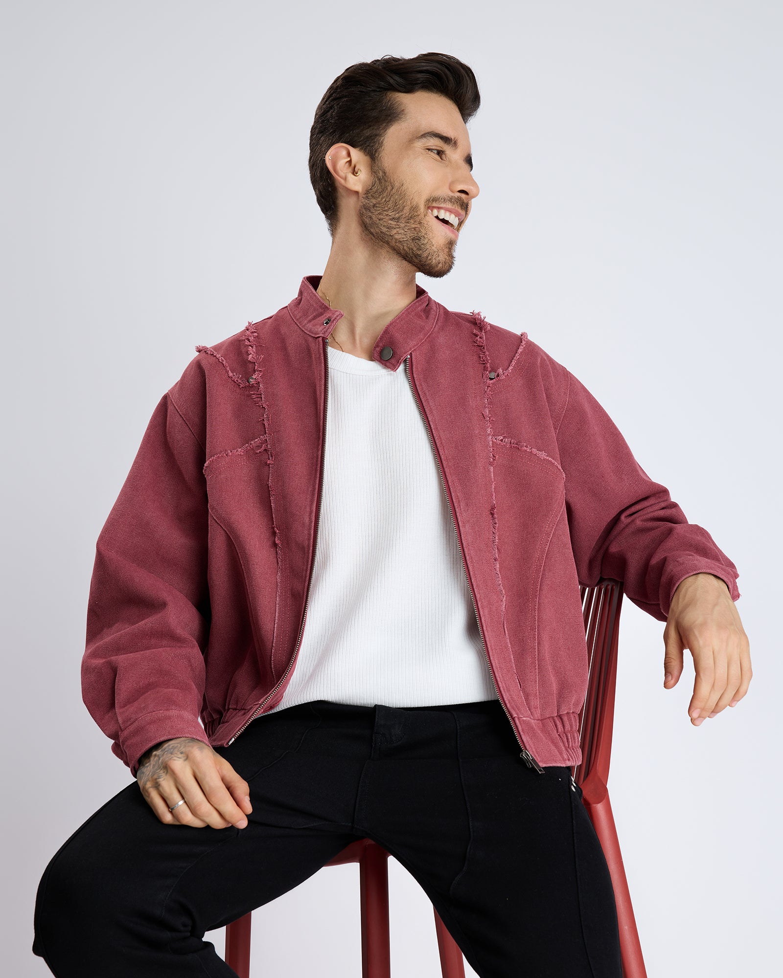 MAROON TEXTURED JACKET