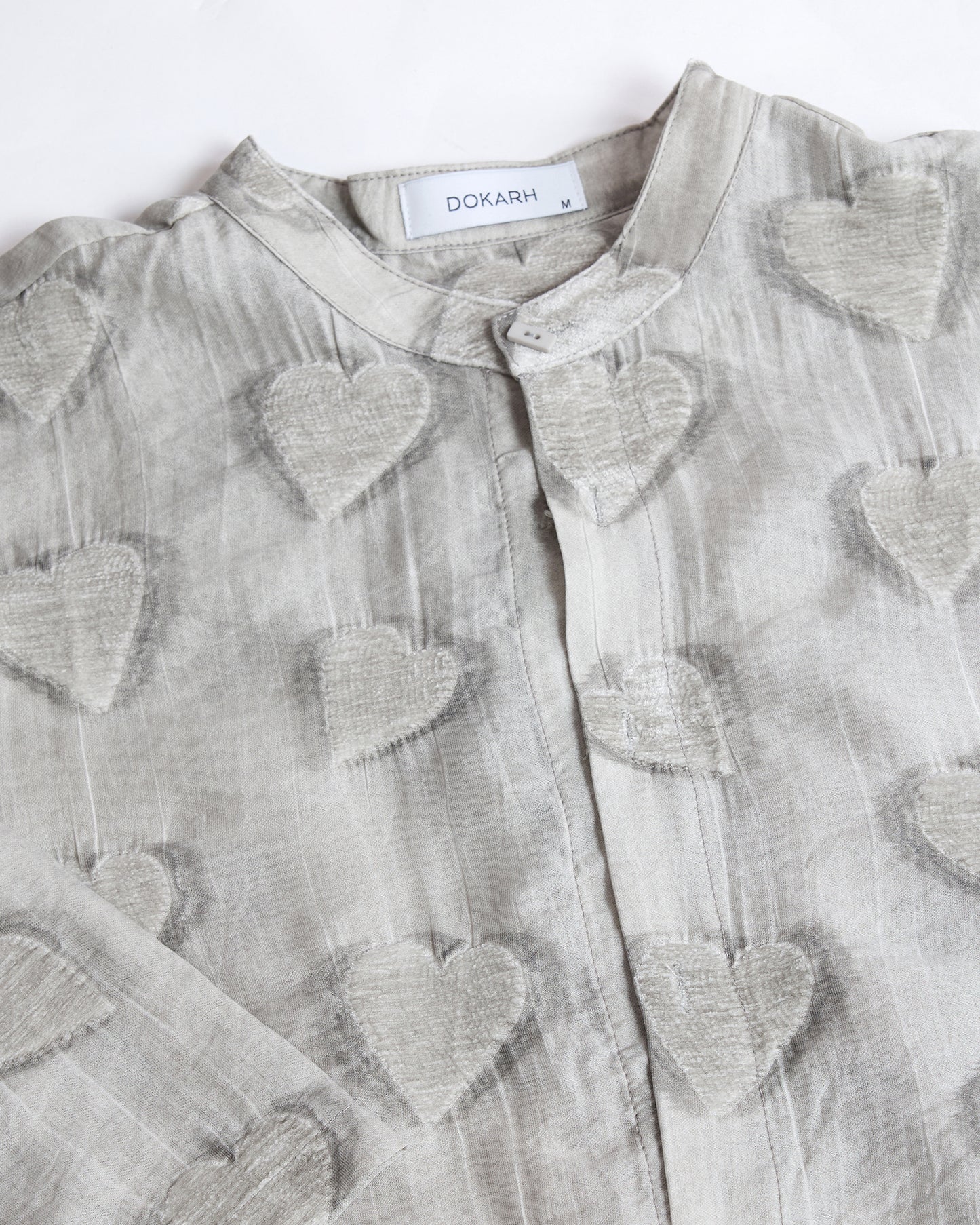 TEXTURED MANDARIN COLLAR SHIRT