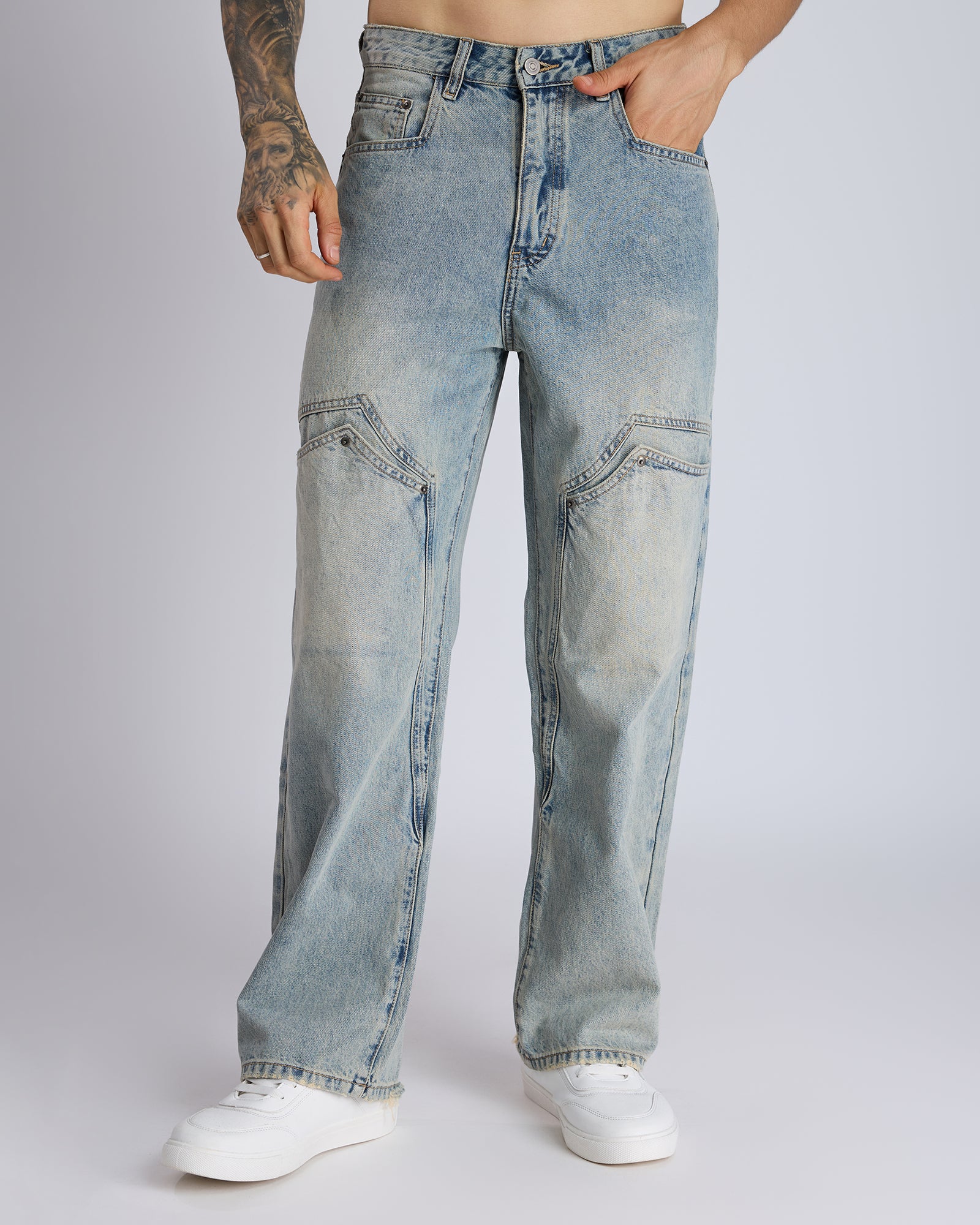 STRAIGHT-LEG DENIM JEANS