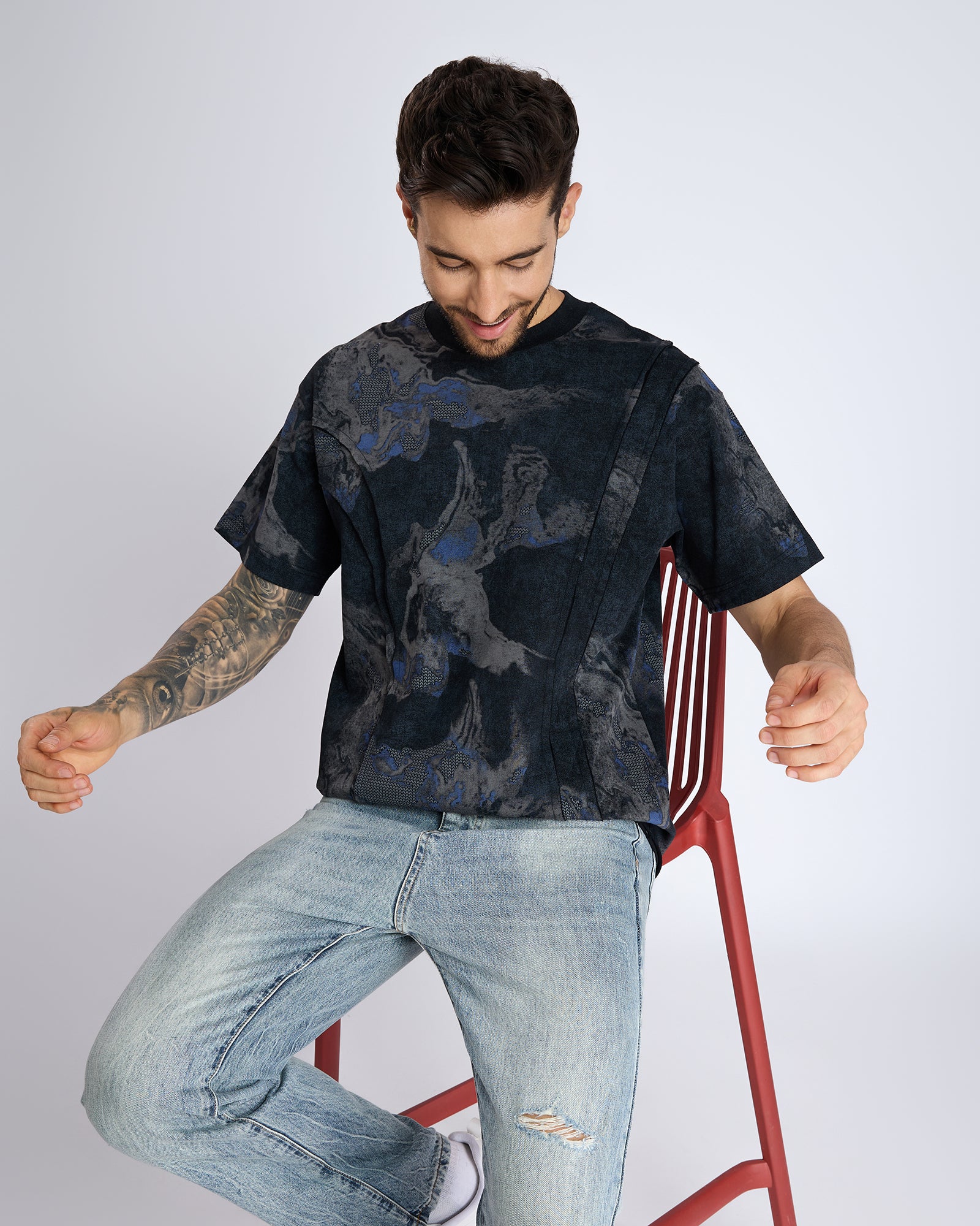 MULTI TEXTURED T-SHIRT by DOKARH