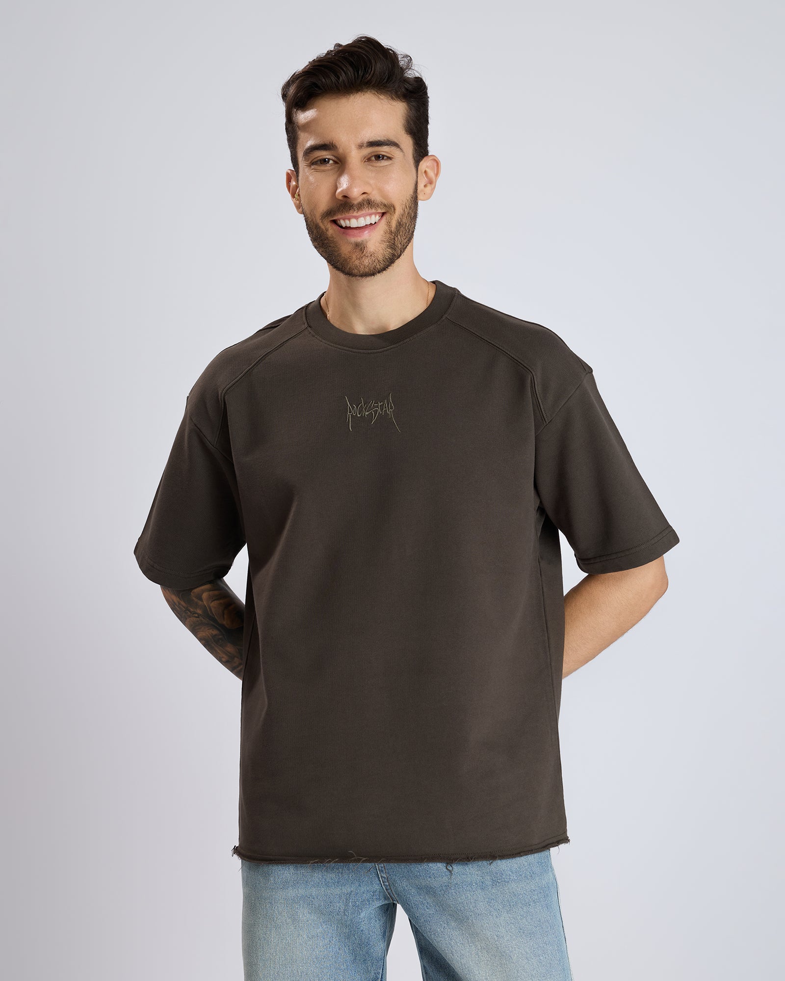 OVERSIZED GRAPHIC BROWN T-SHIRT