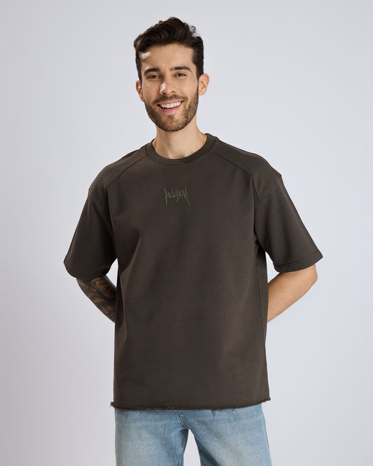 OVERSIZED GRAPHIC BROWN T-SHIRT