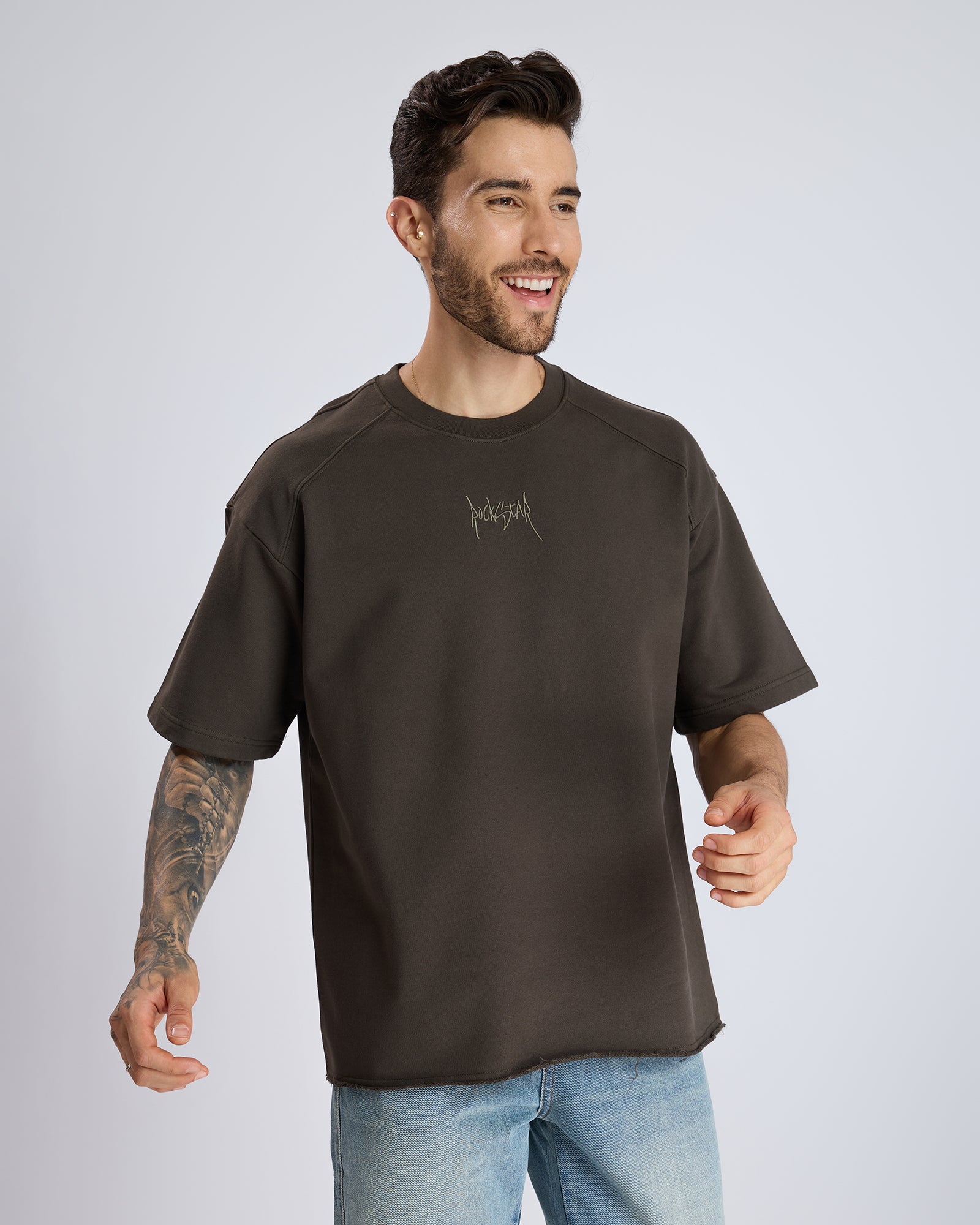 OVERSIZED GRAPHIC BROWN T-SHIRT