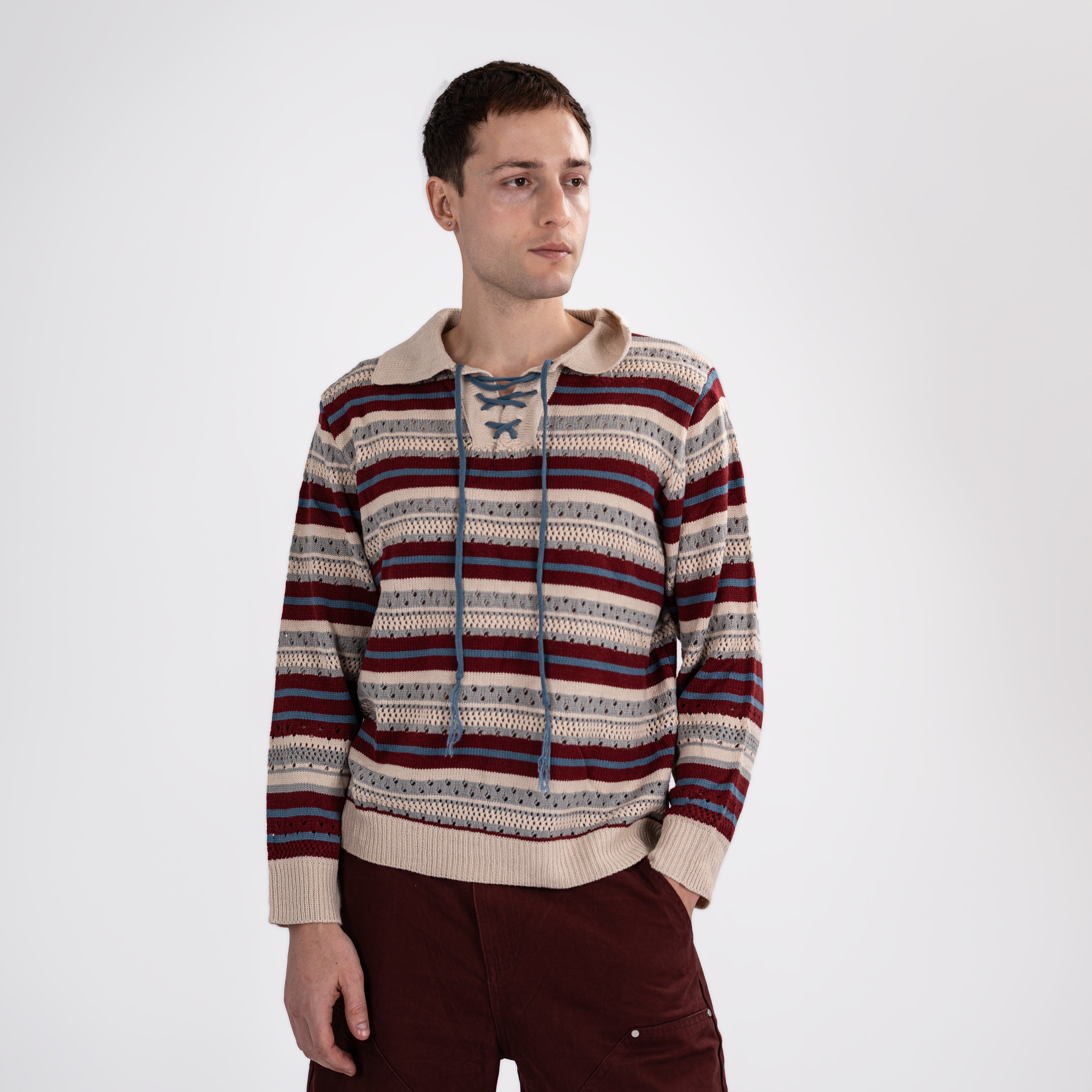 Alpine Striped Crochet Sweatshirt