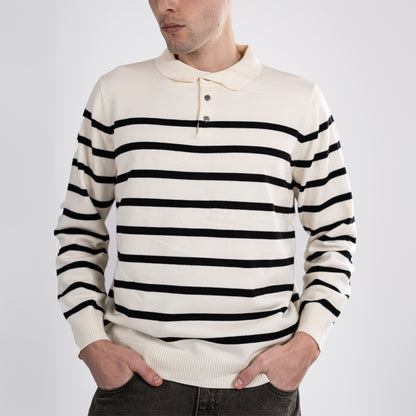 Classic Striped Polo Sweatshirt