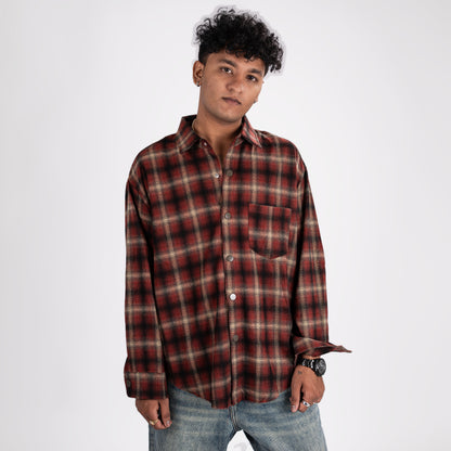 Red Plaid Flannel Overshirt