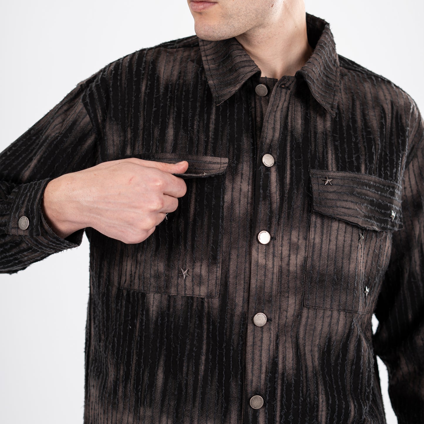 Men's Textured Star Embellished Shirt