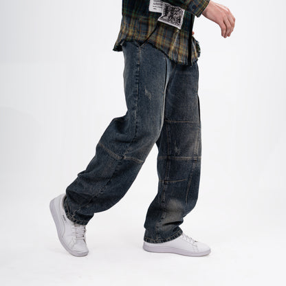 Men's Dark Washed Baggy Jeans