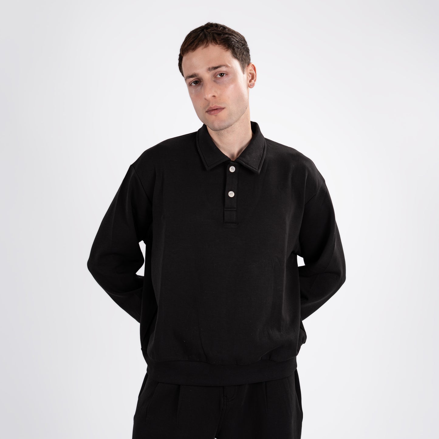 Black Polo Neck Sweatshirt