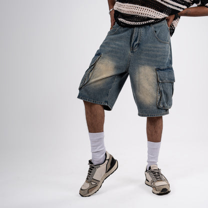 Vintage Washed Cargo Denim Jorts