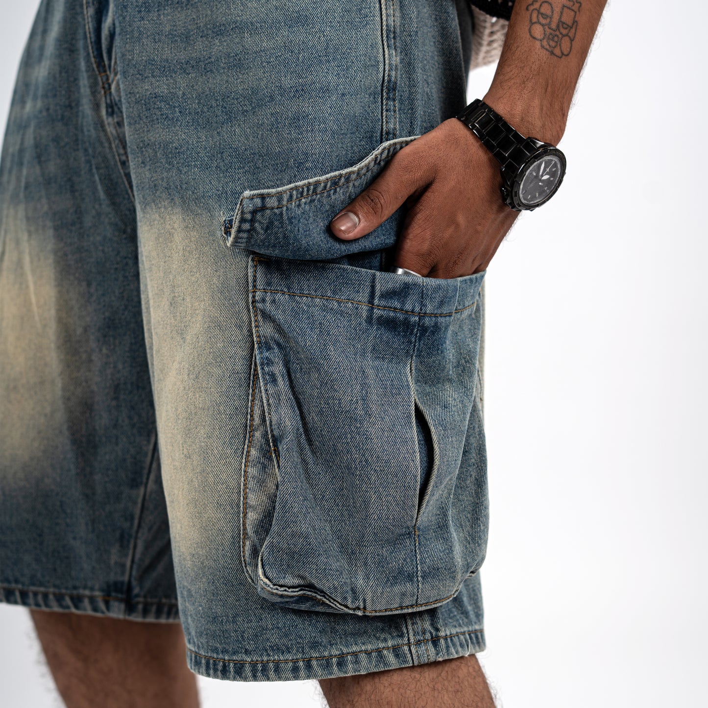 Vintage Washed Cargo Denim Jorts