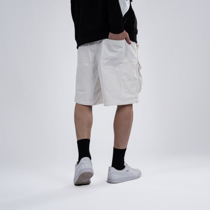 White Utility Cargo Shorts