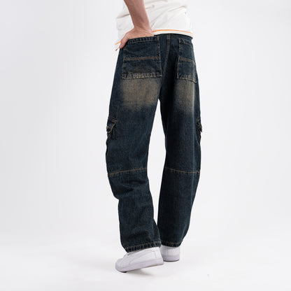 Men's Vintage Washed Cargo Jeans