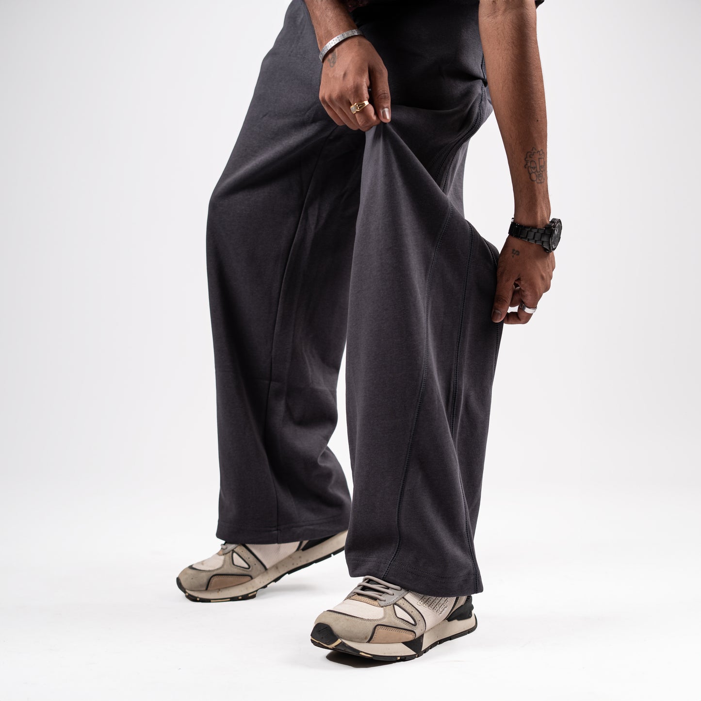 Charcoal wide-leg sweatpants