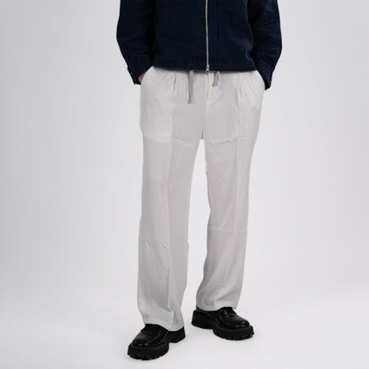 White Relaxed Fit Korean Trousers