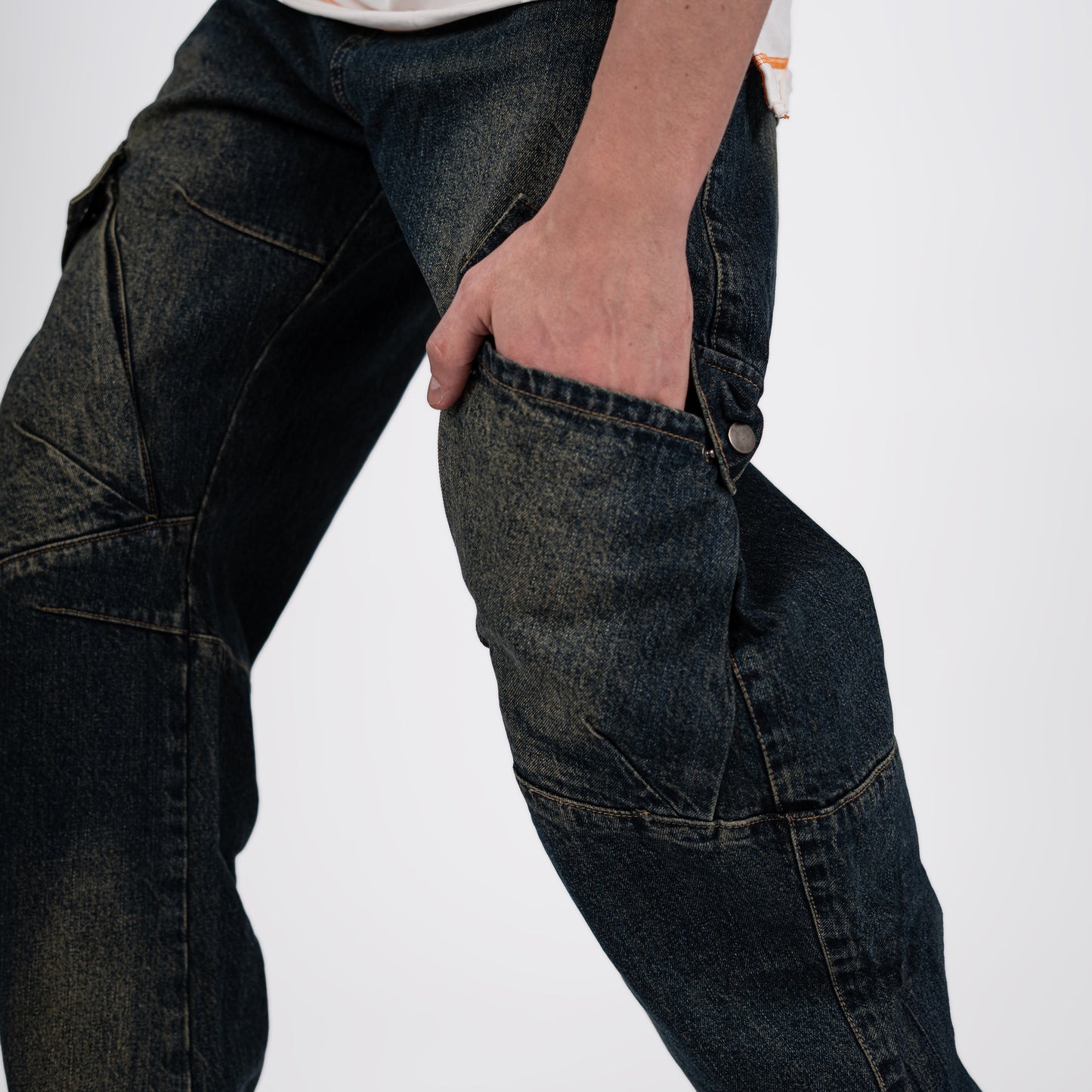 Men's Vintage Washed Cargo Jeans