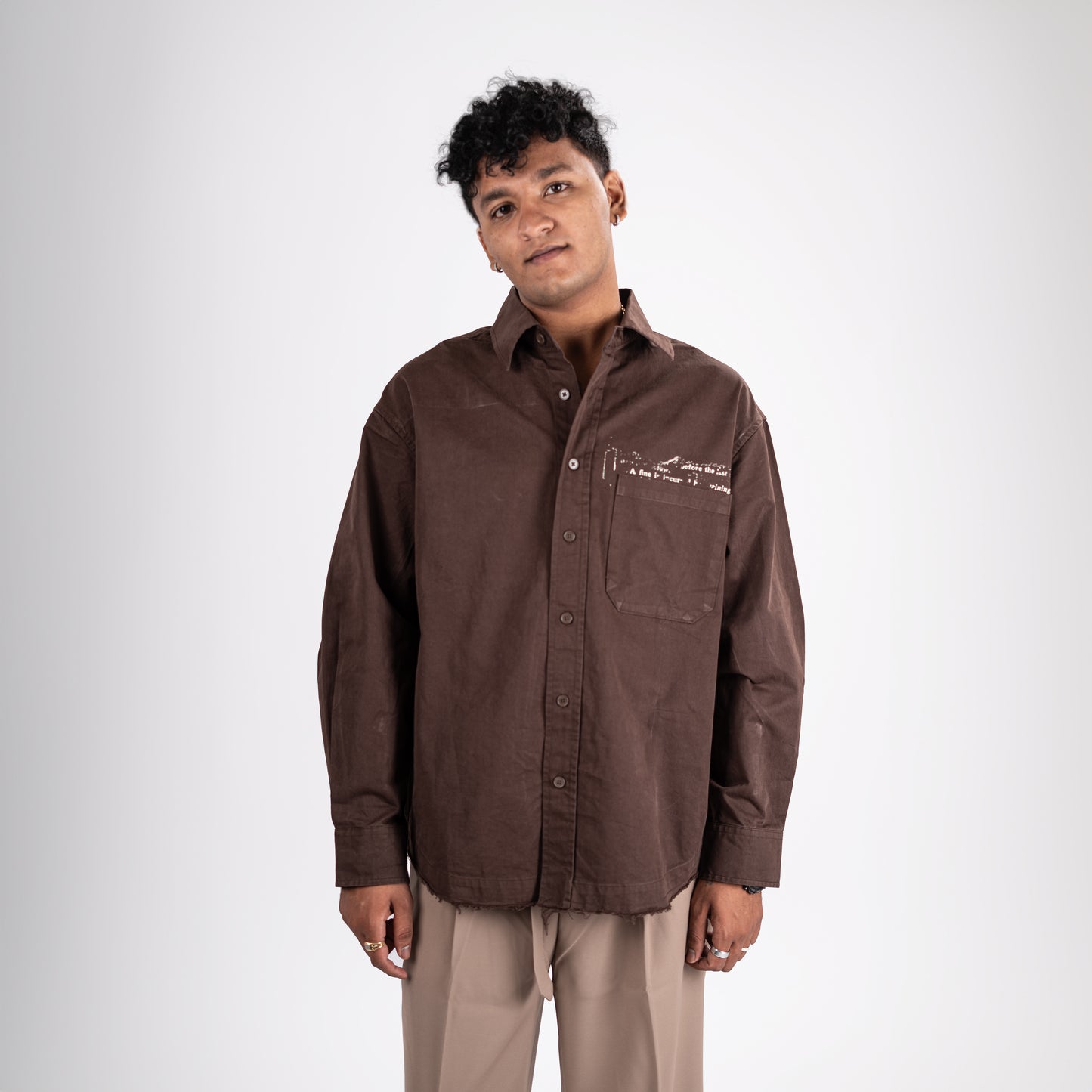 Chocolate Brown Washed Overshirt