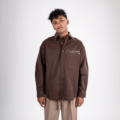 Chocolate Brown Washed Overshirt