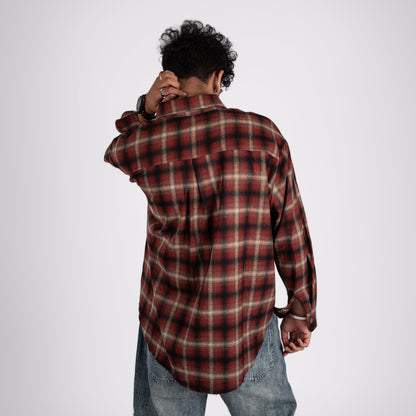 Red Plaid Flannel Overshirt