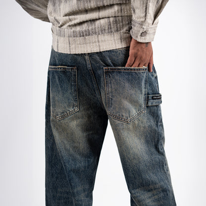 Men's Washed Blue Relaxed Fit Jeans