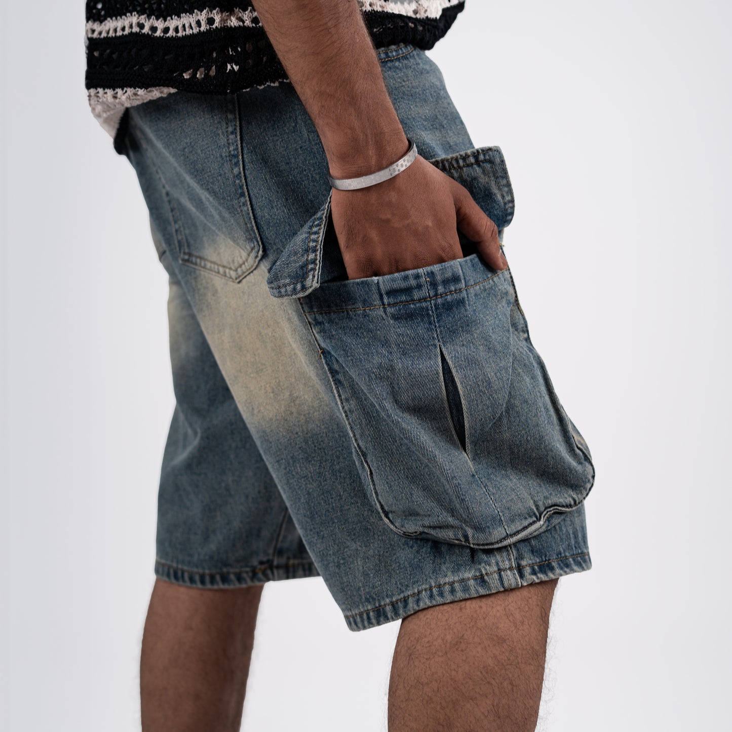 Vintage Washed Cargo Denim Jorts