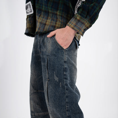 Men's Dark Washed Baggy Jeans